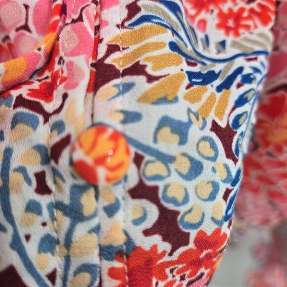 Bougie and Co Boutique Retro Floral Front Tie Button Down Blouse 2xl - Picture 6 of 14